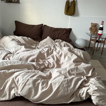 91家纺网 家纺一手货源 找家纺 （总）恋恋三季 2024新款水洗棉混搭深色系黑标版椰蓉摩卡四件套-风格二