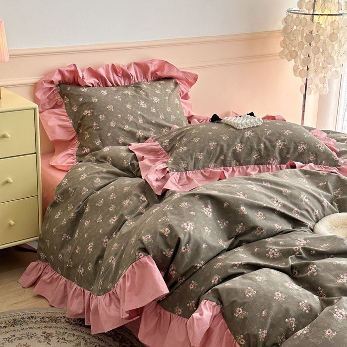 91家纺网 家纺一手货源 找家纺 昔可家纺 2023新款韩式大花边全棉四件套 洛洛花神