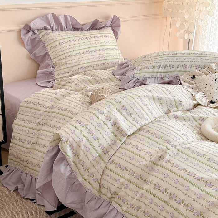 91家纺网 家纺一手货源 找家纺 （总）昔可家纺 2023新款韩式大花边全棉四件套