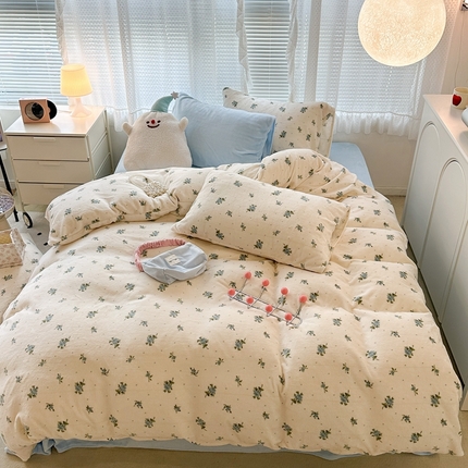 91家纺网 家纺一手货源 找家纺 昔可家纺 2023新款混搭牛奶绒四件套 西西里碎花