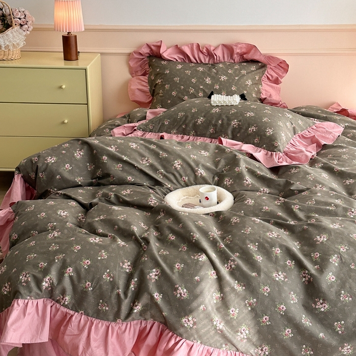 91家纺网 家纺一手货源 找家纺 昔可家纺 2023新款韩式大花边全棉四件套 洛洛花神