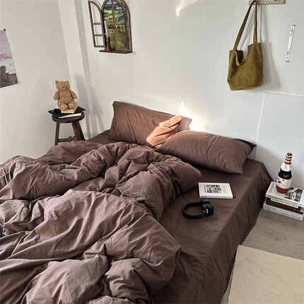 91家纺网 家纺一手货源 找家纺 （总）恋恋三季 2024新款水洗棉混搭深色系黑标版纯色摩卡四件套-风格二