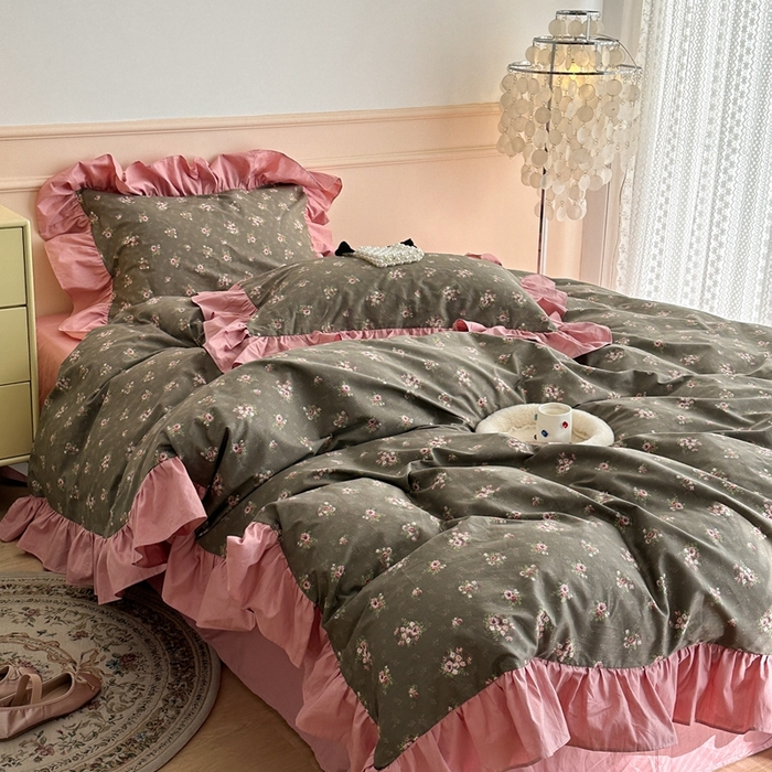 91家纺网 家纺一手货源 找家纺 昔可家纺 2023新款韩式大花边全棉四件套 洛洛花神