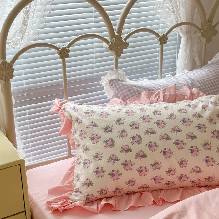 91家纺网 家纺一手货源 找家纺 昔可家纺 2023新款拼接花边款全棉四件套 花神秘境