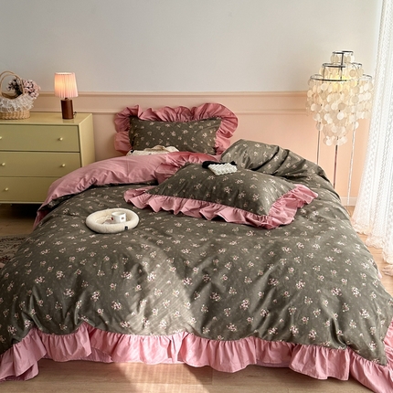 91家纺网 家纺一手货源 找家纺 昔可家纺 2023新款韩式大花边全棉四件套 洛洛花神