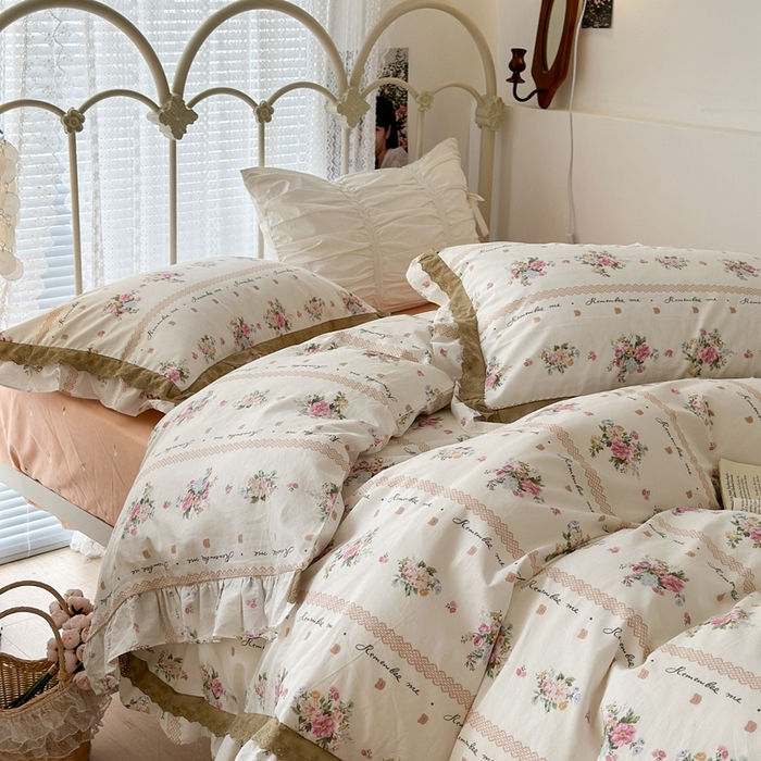 91家纺网 家纺一手货源 找家纺 昔可家纺 2023新款双层蕾丝花边款四件套 复古蕾丝花