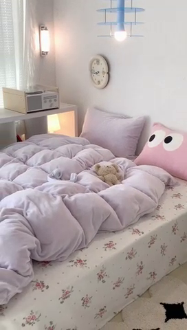 91家纺网 家纺一手货源 找家纺 昔可家纺 2023新款混搭牛奶绒四件套 奶酥紫