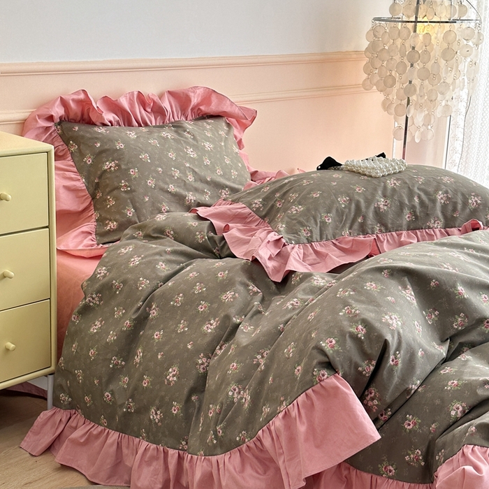 91家纺网 家纺一手货源 找家纺 昔可家纺 2023新款韩式大花边全棉四件套 洛洛花神