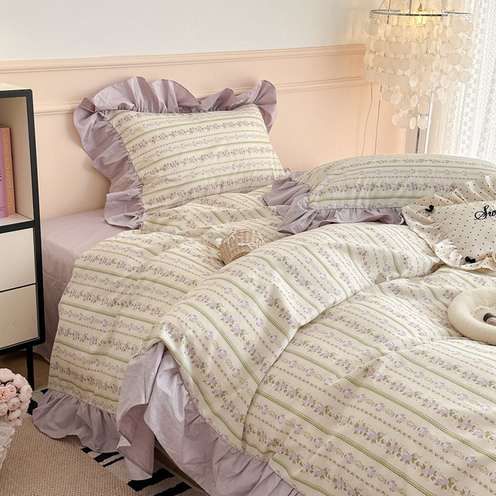 91家纺网 家纺一手货源 找家纺 （总）昔可家纺 2023新款韩式大花边全棉四件套