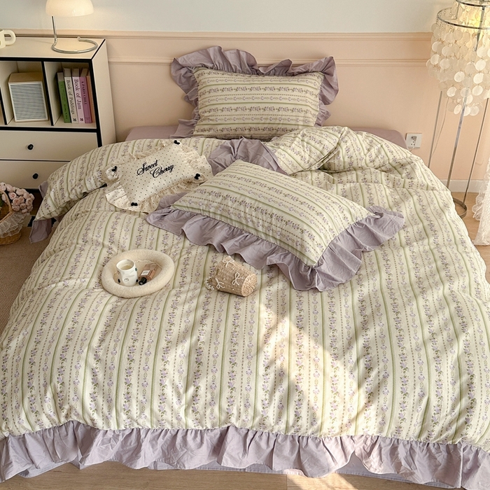 91家纺网 家纺一手货源 找家纺 （总）昔可家纺 2023新款韩式大花边全棉四件套