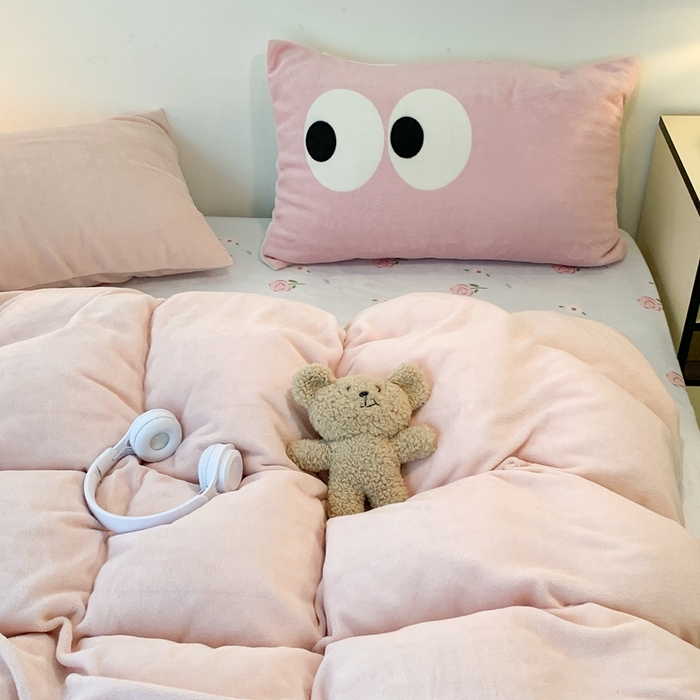 91家纺网 家纺一手货源 找家纺 昔可家纺 2023新款混搭牛奶绒四件套 肉桂粉