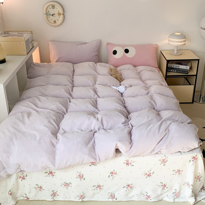 91家纺网 家纺一手货源 找家纺 昔可家纺 2023新款混搭牛奶绒四件套 奶酥紫