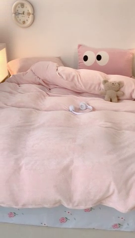 91家纺网 家纺一手货源 找家纺 昔可家纺 2023新款混搭牛奶绒四件套 肉桂粉