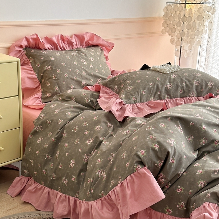 91家纺网 家纺一手货源 找家纺 昔可家纺 2023新款韩式大花边全棉四件套 洛洛花神