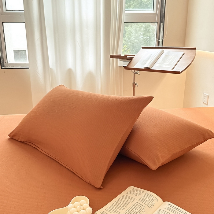 91家纺网 家纺一手货源 找家纺 火星时代网供 2023新款A类小竺棉枕套 焦糖色