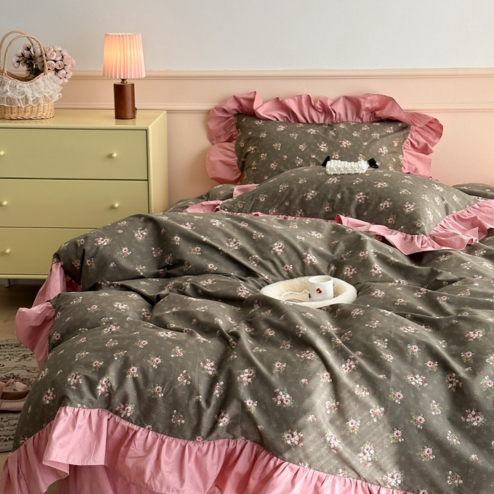 91家纺网 家纺一手货源 找家纺 昔可家纺 2023新款韩式大花边全棉四件套 洛洛花神