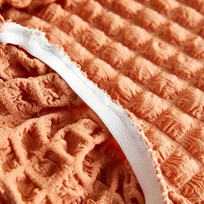 91家纺网 家纺一手货源 找家纺 丝绮鹿 2023新款爆米花弧形椅子套 蜜橙