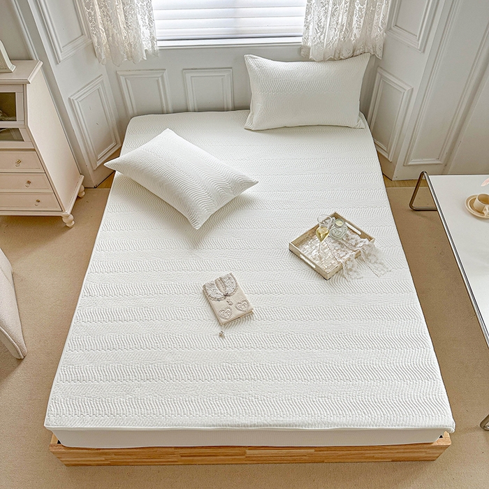 91家纺网 家纺一手货源 找家纺 紫碧螺家纺 2023新款暗提花水洗棉麻绗绣款双面印花床笠 床笠-白