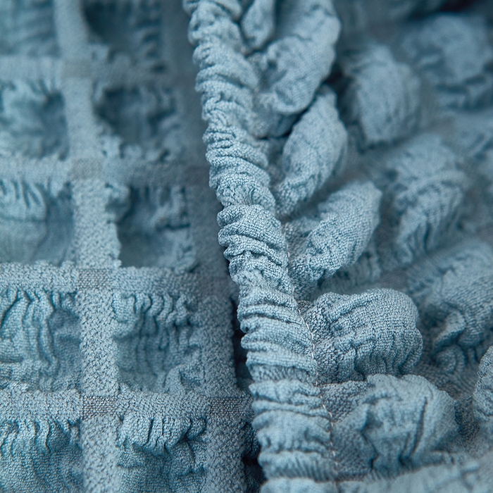 91家纺网 家纺一手货源 找家纺 丝绮鹿 2023新款爆米花半圆形沙发套 雾霾蓝