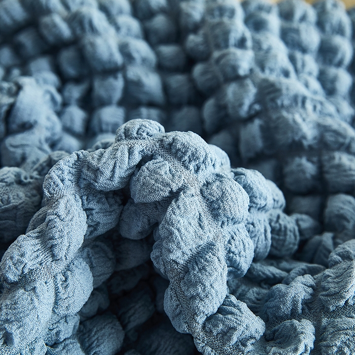 91家纺网 家纺一手货源 找家纺 丝绮鹿 2023新款爆米花弧形椅子套 雾霾蓝