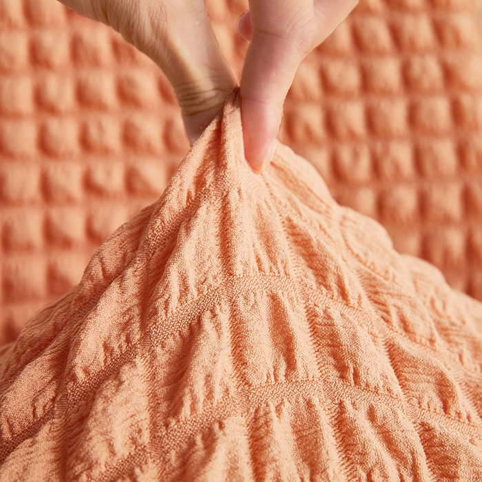 91家纺网 家纺一手货源 找家纺 丝绮鹿 2023新款爆米花弧形椅子套 蜜橙