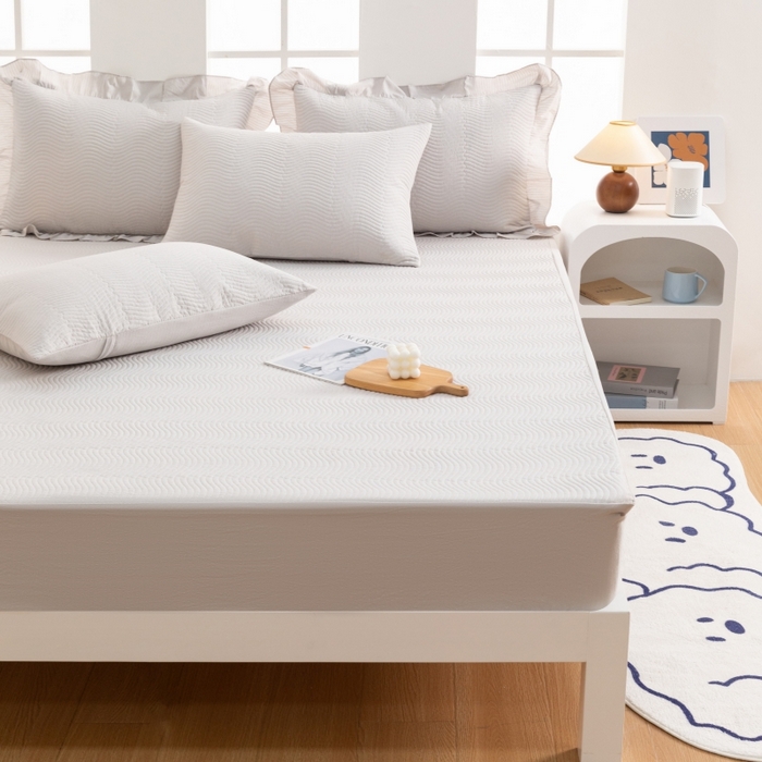 91家纺网 家纺一手货源 找家纺 紫碧螺家纺 2023新款暗提花水洗棉麻绗绣款双面印花床笠 床笠-灰