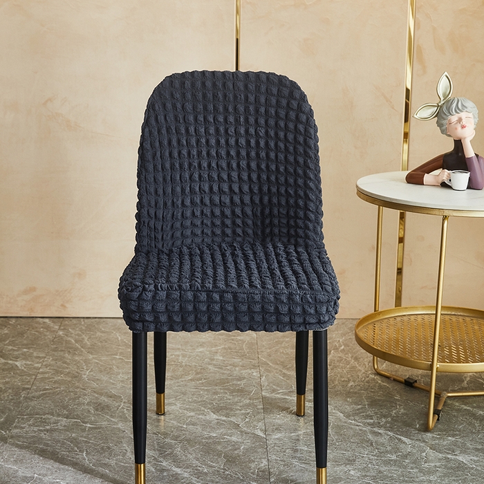 91家纺网 家纺一手货源 找家纺 丝绮鹿 2023新款爆米花弧形椅子套 碳灰