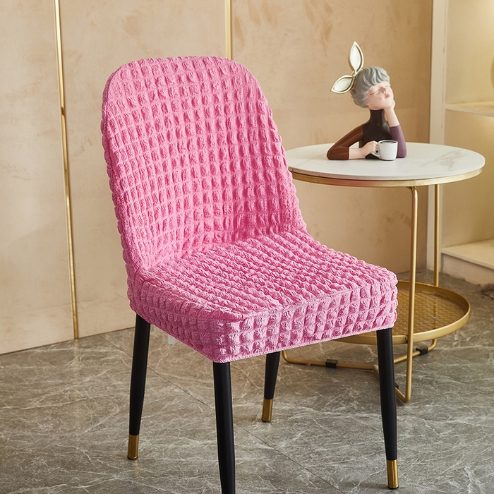 91家纺网 家纺一手货源 找家纺 丝绮鹿 2023新款爆米花弧形椅子套 玫红