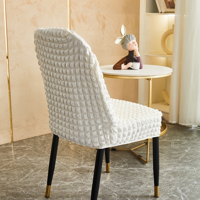 91家纺网 家纺一手货源 找家纺 丝绮鹿 2023新款爆米花弧形椅子套 乳白