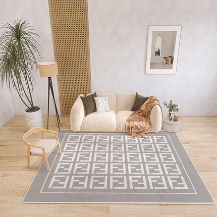 91家纺网 家纺一手货源 找家纺 （总）芙宁娜 2023新款仿羊绒地毯客厅沙发房间卧室茶几毯现代轻奢法式简约黑白线条地毯