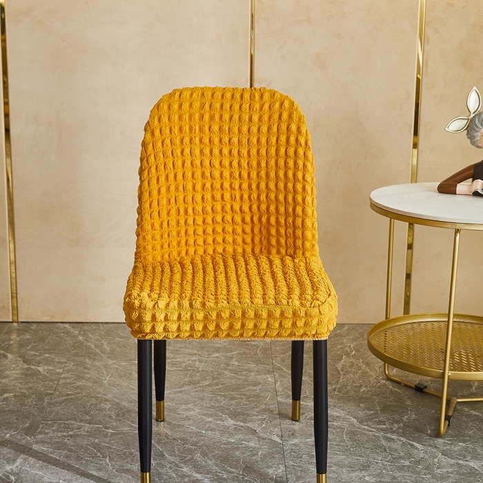 91家纺网 家纺一手货源 找家纺 丝绮鹿 2023新款爆米花弧形椅子套 姜黄