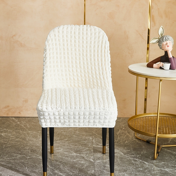 91家纺网 家纺一手货源 找家纺 丝绮鹿 2023新款爆米花弧形椅子套 乳白