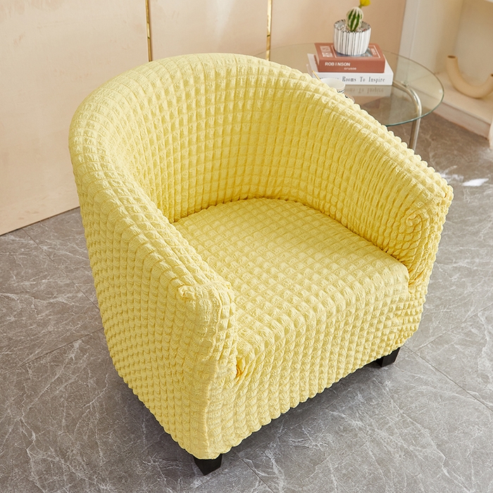 91家纺网 家纺一手货源 找家纺 丝绮鹿 2023新款爆米花半圆形沙发套 柠檬黄