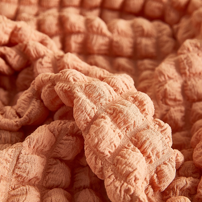 91家纺网 家纺一手货源 找家纺 丝绮鹿 2023新款爆米花弧形椅子套 蜜橙