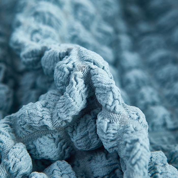 91家纺网 家纺一手货源 找家纺 丝绮鹿 2023新款爆米花半圆形沙发套 雾霾蓝