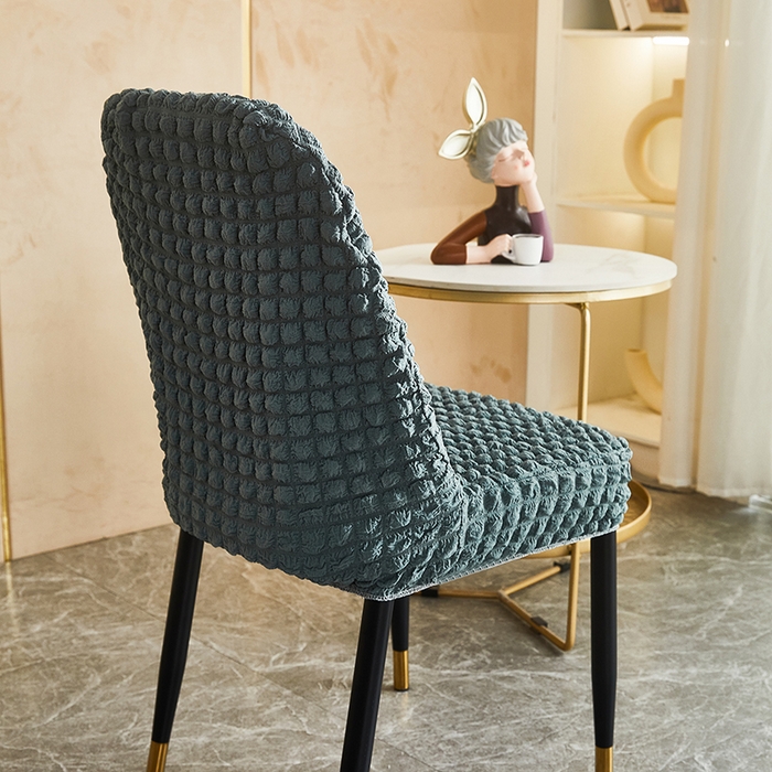 91家纺网 家纺一手货源 找家纺 丝绮鹿 2023新款爆米花弧形椅子套 绿色