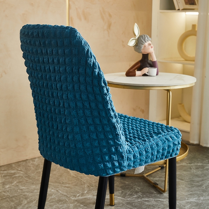 91家纺网 家纺一手货源 找家纺 丝绮鹿 2023新款爆米花弧形椅子套 湖蓝