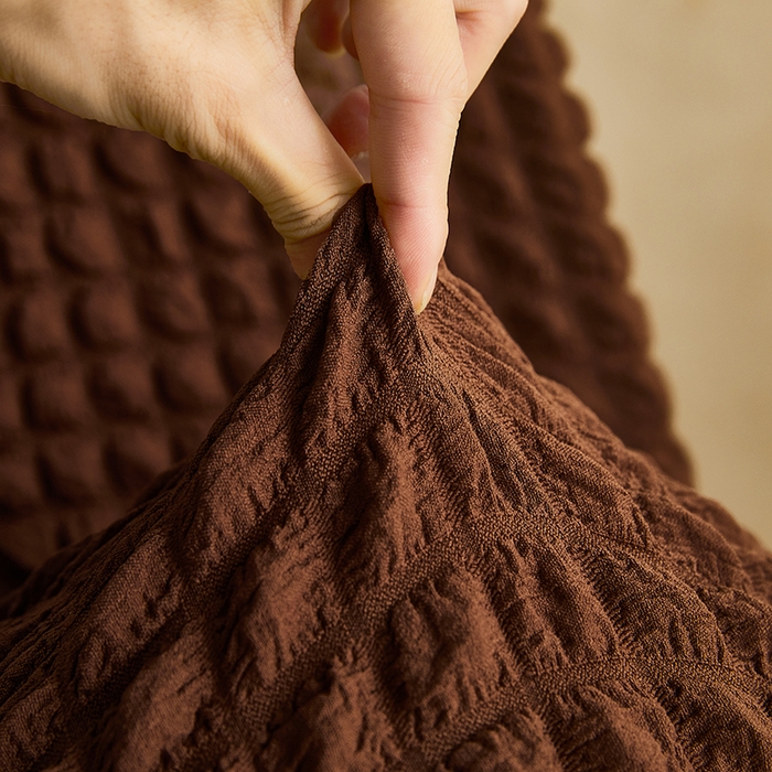 91家纺网 家纺一手货源 找家纺 丝绮鹿 2023新款爆米花弧形椅子套 咖啡