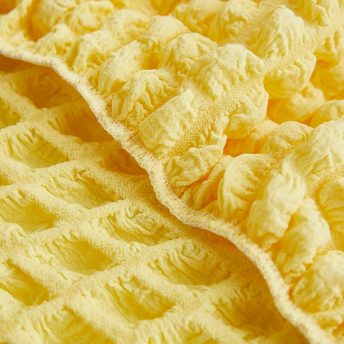 91家纺网 家纺一手货源 找家纺 丝绮鹿 2023新款爆米花弧形椅子套 柠檬黄