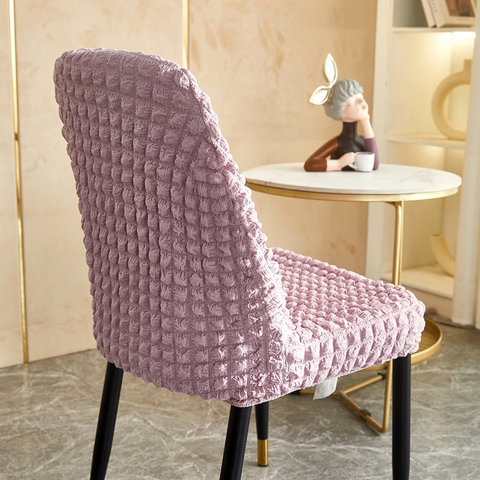 91家纺网 家纺一手货源 找家纺 丝绮鹿 2023新款爆米花弧形椅子套 粉色