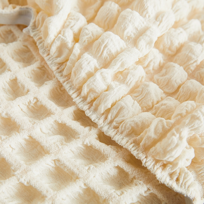 91家纺网 家纺一手货源 找家纺 丝绮鹿 2023新款爆米花弧形椅子套 乳白