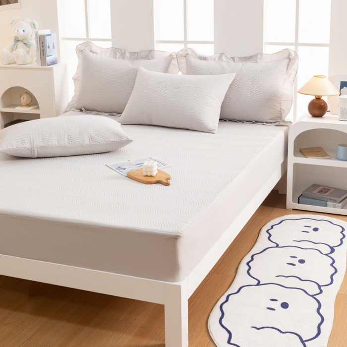 91家纺网 家纺一手货源 找家纺 紫碧螺家纺 2023新款暗提花水洗棉麻绗绣款双面印花床笠 床笠-灰