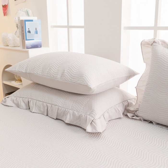 91家纺网 家纺一手货源 找家纺 紫碧螺家纺 2023新款暗提花水洗棉麻绗绣款双面印花床笠 床笠-灰