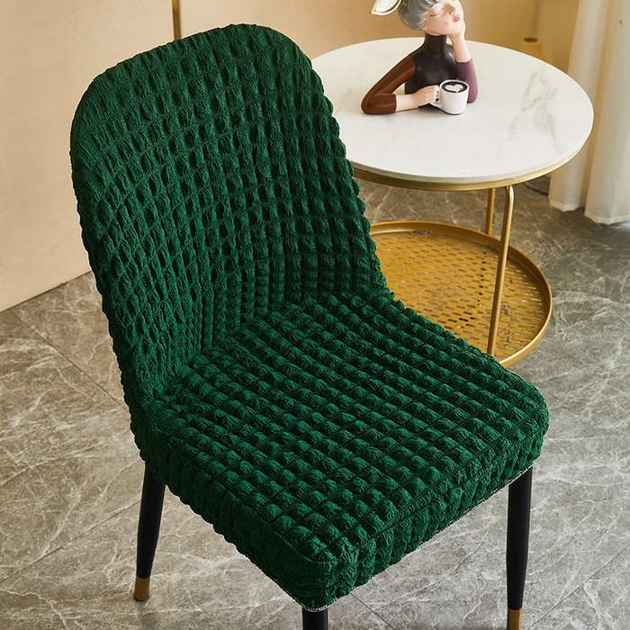 91家纺网 家纺一手货源 找家纺 丝绮鹿 2023新款爆米花弧形椅子套 墨绿