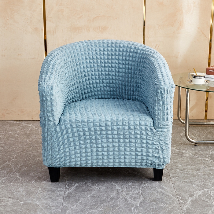 91家纺网 家纺一手货源 找家纺 丝绮鹿 2023新款爆米花半圆形沙发套 雾霾蓝