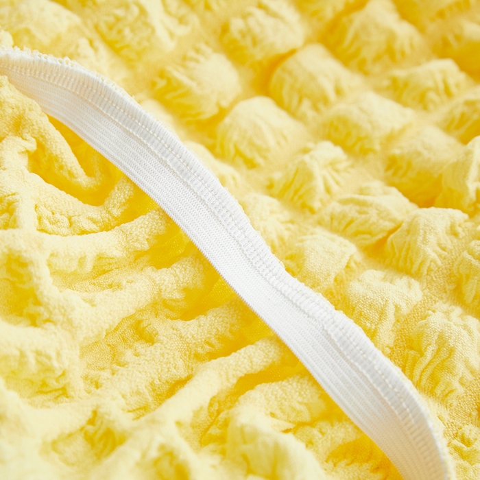 91家纺网 家纺一手货源 找家纺 丝绮鹿 2023新款爆米花弧形椅子套 柠檬黄