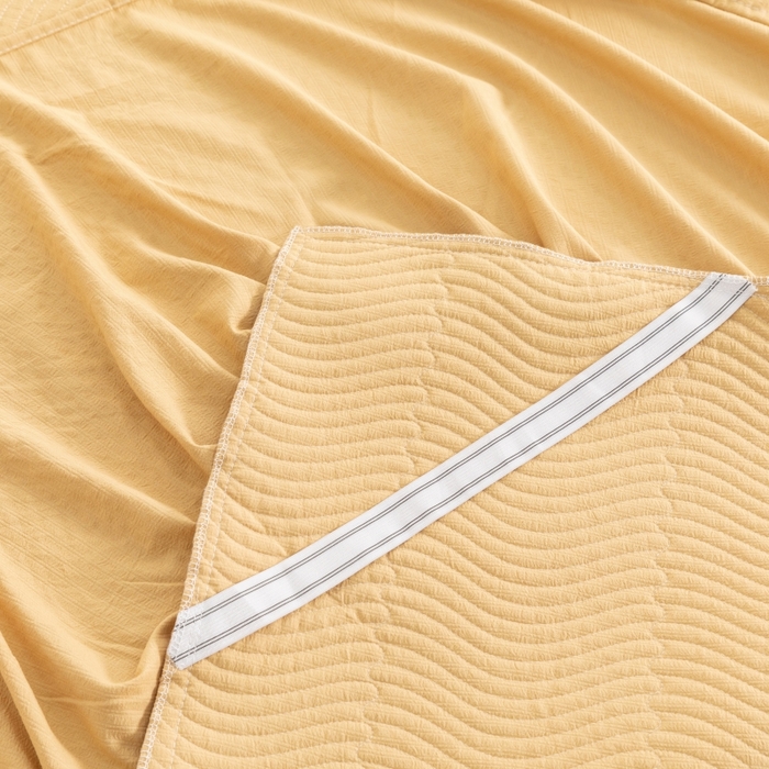 91家纺网 家纺一手货源 找家纺 紫碧螺 2023新款水洗棉麻韩版印花绗缝双面床裙 床裙-黄