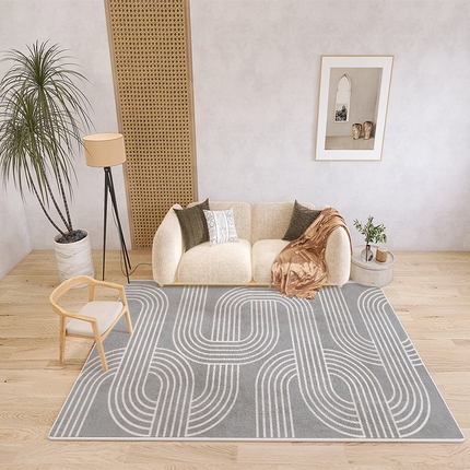 91家纺网 家纺一手货源 找家纺 （总）芙宁娜 2023新款仿羊绒地毯客厅沙发房间卧室茶几毯现代轻奢法式简约黑白线条地毯