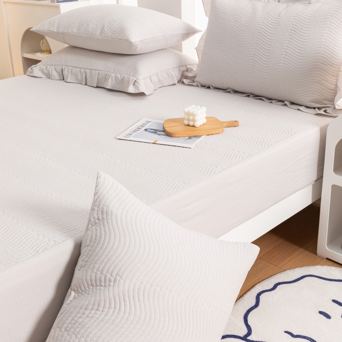 91家纺网 家纺一手货源 找家纺 紫碧螺家纺 2023新款暗提花水洗棉麻绗绣款双面印花床笠 床笠-灰