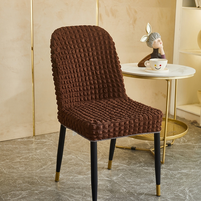 91家纺网 家纺一手货源 找家纺 丝绮鹿 2023新款爆米花弧形椅子套 咖啡